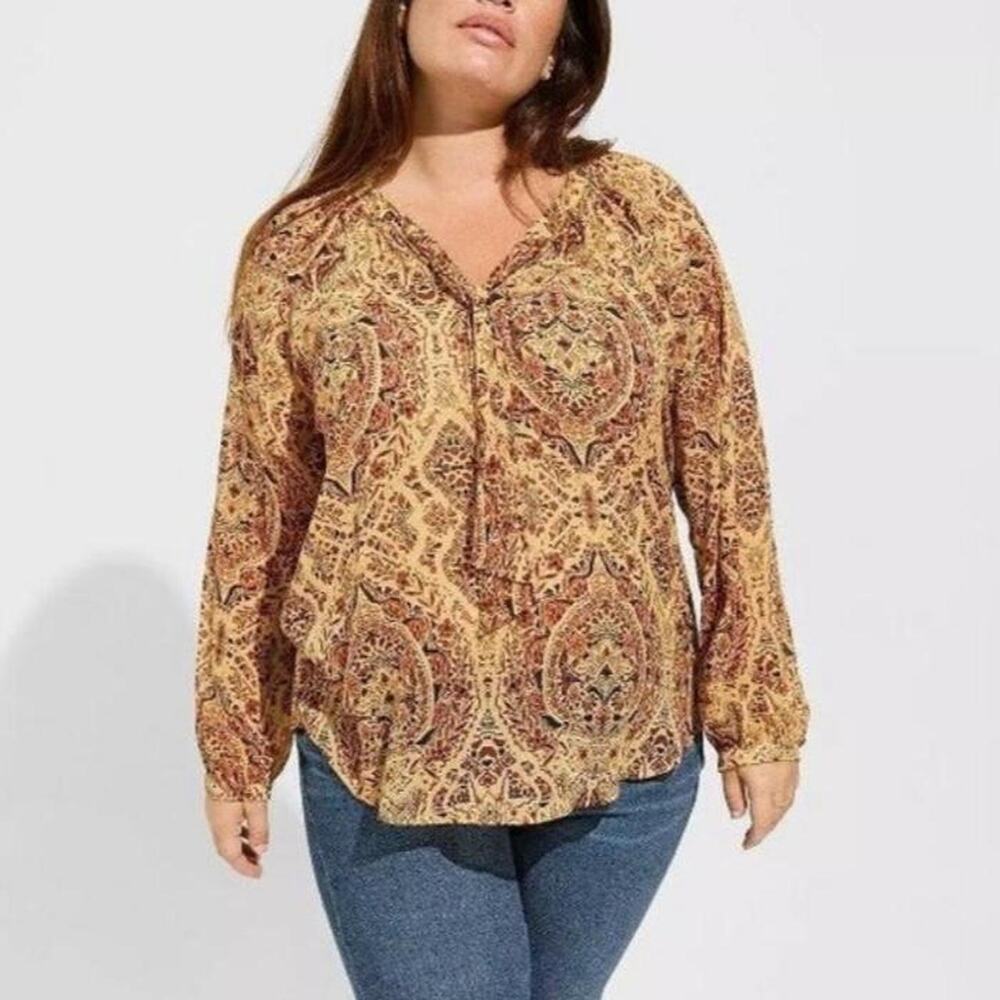Torrid earth tone paisley print top